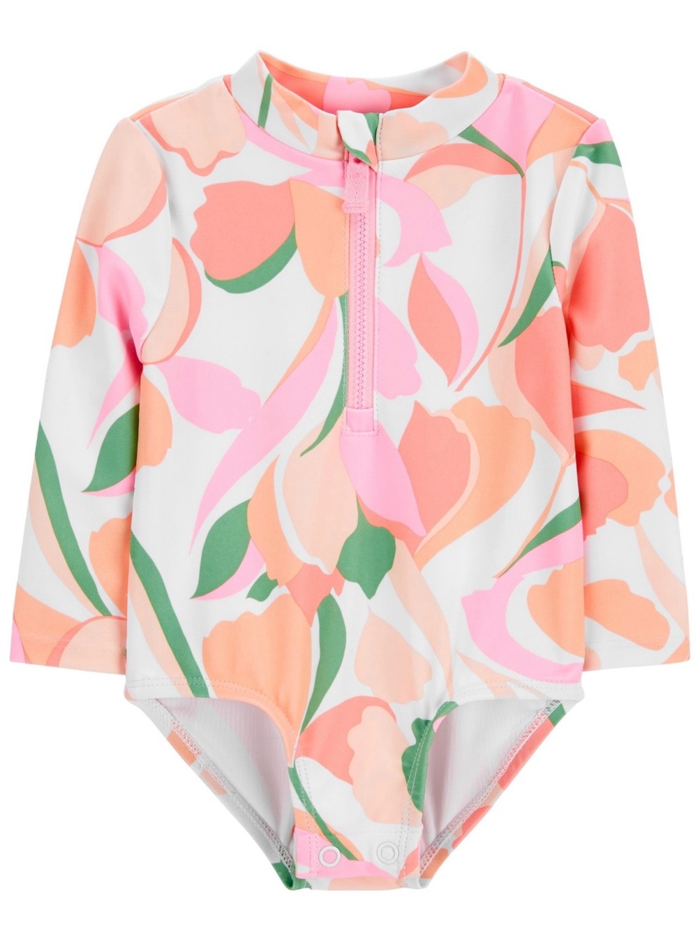 Carter’s Girls 2T Floral One Piece Rash Guard Swimsuit UPF 50+